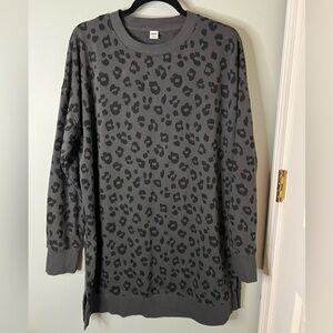 Cozy Dark Gray Leopard Print Sweatshirt Large TALL